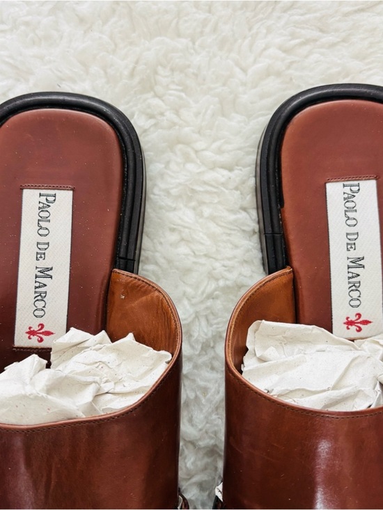 Paolo De Marco Handmade Brown Leather Slide Sandals size 14 M main image 12